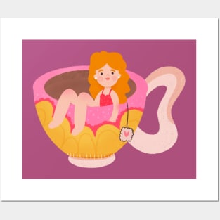 Cute lady in a teacup Posters and Art